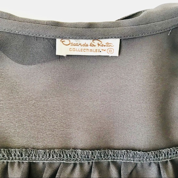 Oscar De La Renta Peter Pan Pleat Chiffon Blouse 8 - Picture 8 of 8